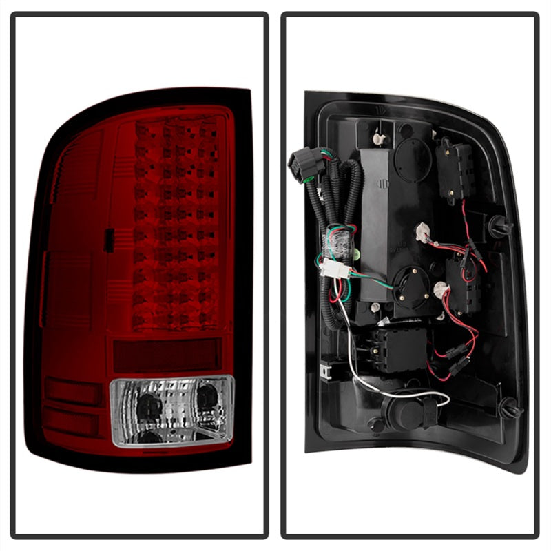 SPYDER 5014955 Spyder GMC Sierra 07-13 (Not 3500 Dually 4 Rear Wheels)LED Tail Lights Red Clear ALT-YD-GS07-LED-RC