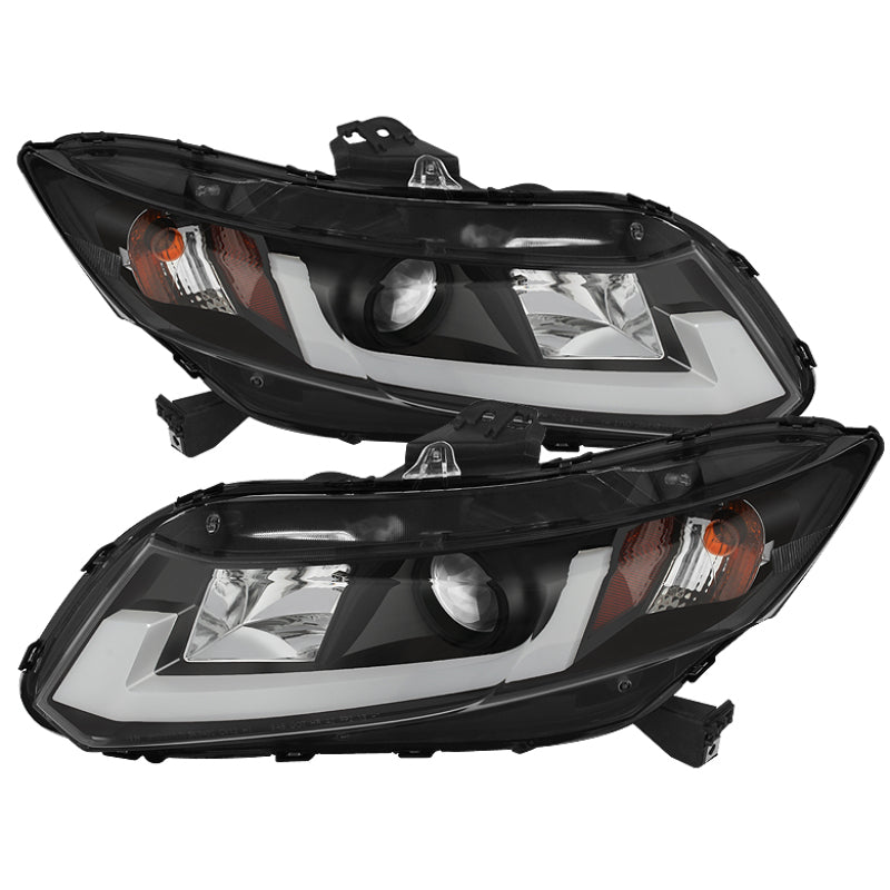 SPYDER 5076519 Spyder 12-14 Honda Civic (Excl. 2014 Coupe) Projector Headlights Lgtbr DRL Black PRO-YD-HC12-DRL-BK
