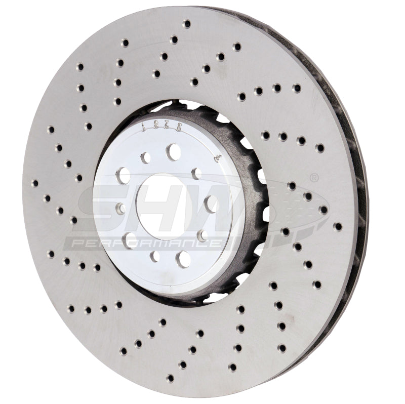 SHW Performance BFL42501 SHW 18-21 BMW M5 4.4L Left Front Cross-Drilled Lightweight Brake Rotor (34117991101)