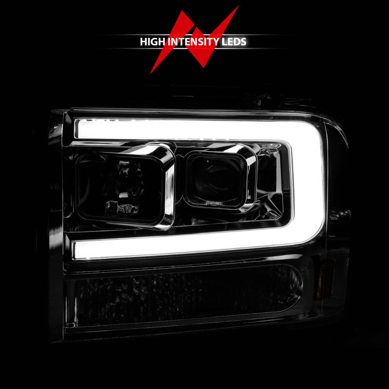 ANZO 111552 99-04 Ford F250/F350/F450/Excursion (excl 99) Projector Headlights - w/Light Bar Chrome Housing