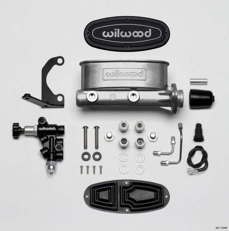 Wilwood 261-13269 HV Tandem M/C Kit w L/H Bracket & Prop Valve - 1in Bore