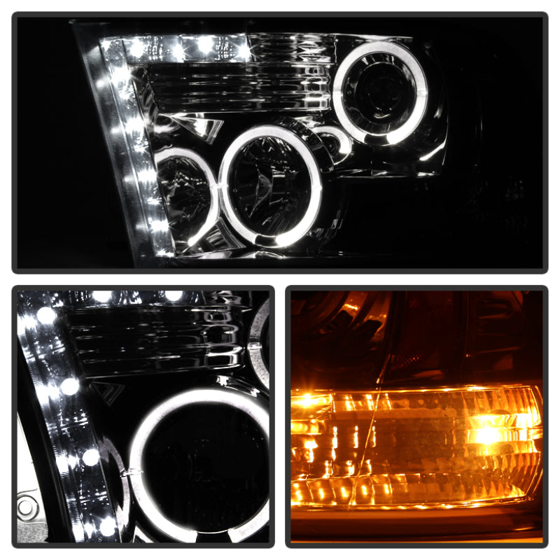 Spyder Dodge Ram 1500 09-14 10-14 Projector Headlights Halogen- LED Halo LED- Smke PRO-YD-DR09-HL-SM