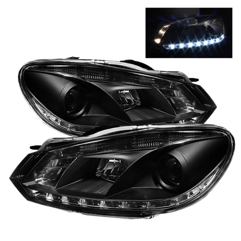 SPYDER 5012111 Spyder Volkswagen Golf/GTI 10-13 Projector Headlights Halogen Model- DRL Blk PRO-YD-VG10-DRL-BK