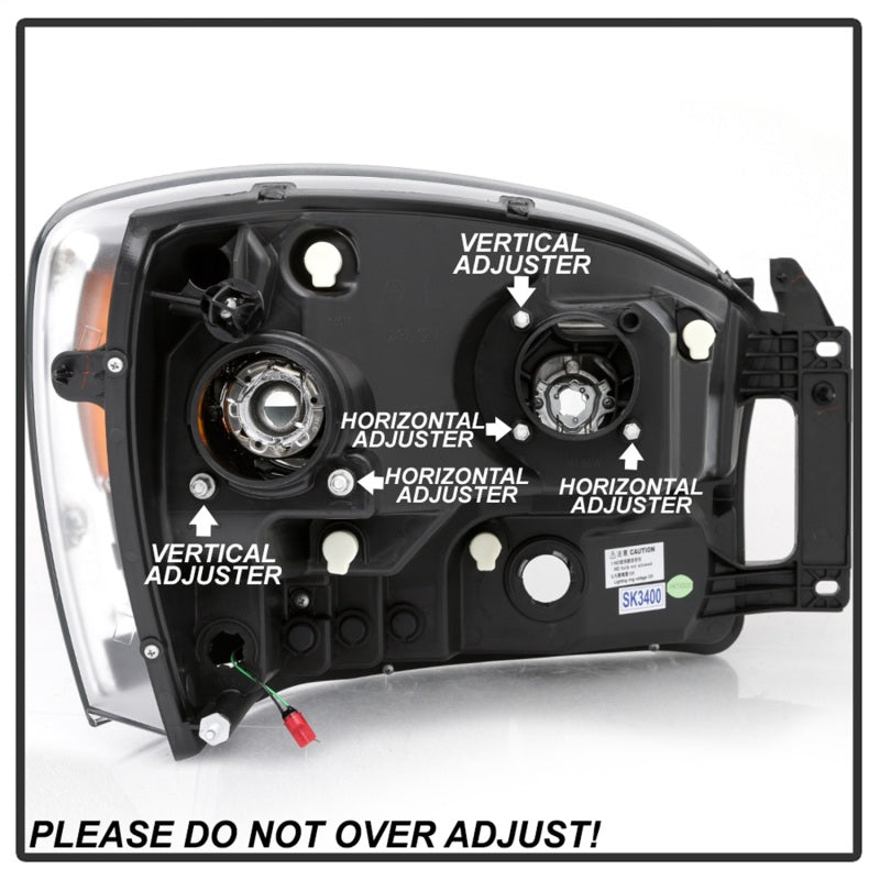 SPYDER 5085306 Spyder Dodge RAM 1500 06-08 V2 Projector Headlights - Light Bar DRL - Black (PRO-YD-DR06V2-LB-BK)