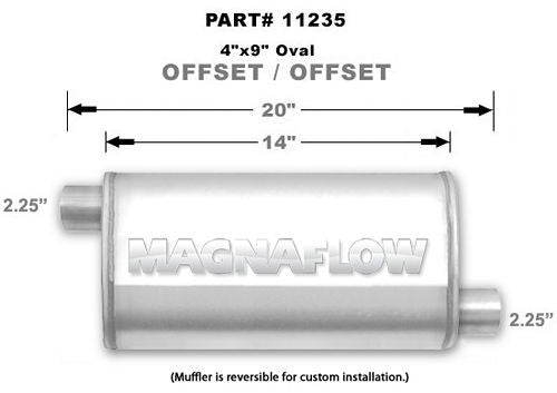 MagnaFlow Exhaust Products Stainless Muffler 2.25in. Offset In/Out