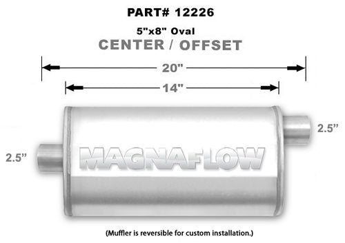 MagnaFlow Exhaust Products Muffler Stainless 2.5in Offset In Center Out