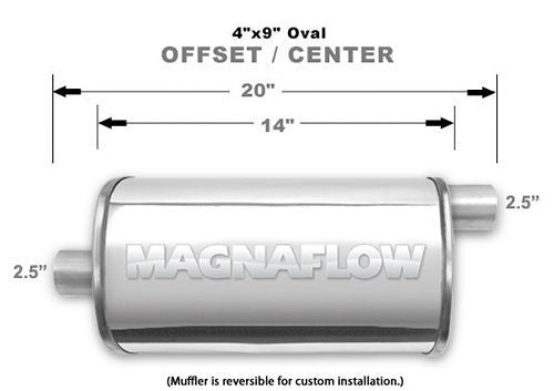 MagnaFlow Exhaust Products Stainless Muffler 2.5in Offset In/Center Out