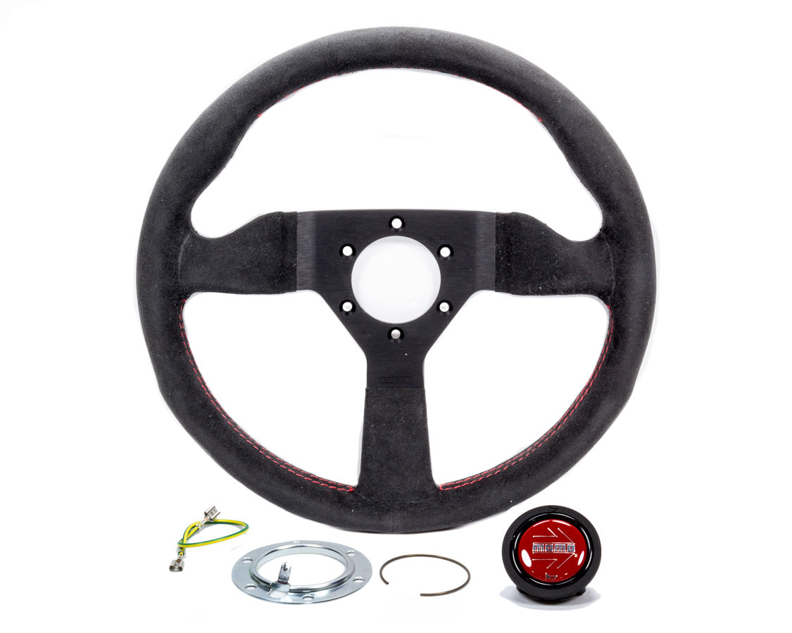 MOMO Tuning & Safety Monte Carlo 350 Steering Wheel Leather Red Stitch