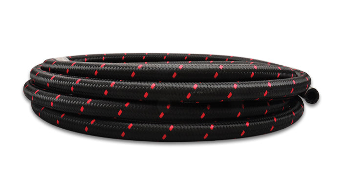 Vibrant Performance 10ft Roll -12 Black Red Nylon Braid Flex Hose