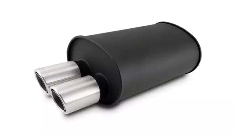 Vibrant Performance Streetpower Flat Black Oval Muffler 2.5in Inlet