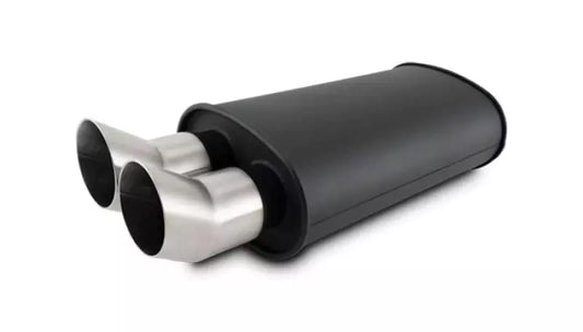 Vibrant Performance Streetpower Flat Black Oval Muffler 2.5in Inlet