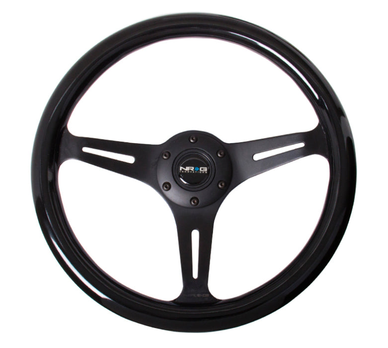 NRG ST-015BK-BK Classic Wood Grain Steering Wheel (350mm) Black Paint Grip w/Black 3-Spoke Center