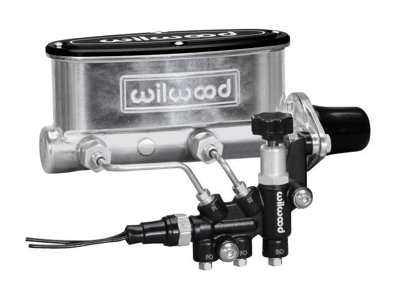 Wilwood 261-13269-P HV Tandem M/C Kit w L/H Bracket & Prop Valve - 1in Bore Ball Burnished