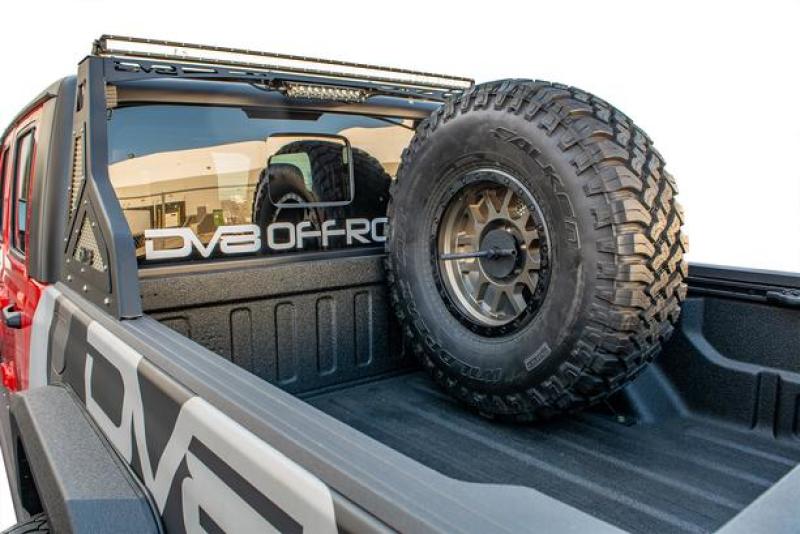 DV8 Offroad TCGL-02 2019+ Jeep Gladiator Universal Stand Up In-Bed Tire Carrier