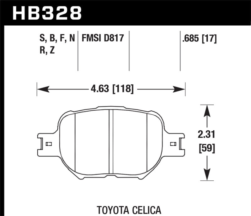 Hawk Performance HB328F.685 Hawk 01-05 Celica GT/GT-S/05-08 tC HPS Street Front Brake Pads