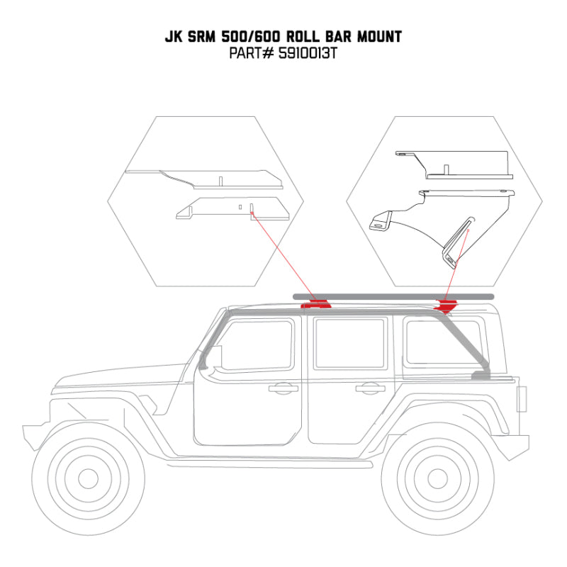 Go Rhino 5910013T 07-17 Jeep Wrangler 4dr Mouinting Kit for SRM Rack