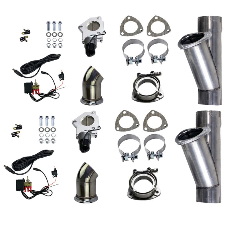 Granatelli Motor Sports 303525D Granatelli 2.5in Aluminized Mild Steel Electronic Dual Exhaust Cutout w/Slip Fit & Band Clamp