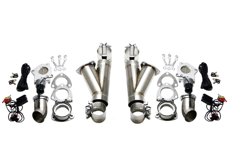Granatelli Motor Sports 302525K Granatelli 2.5in Aluminized Mild Steel Electronic Dual Exhaust Cutout System w/Slip Fit & Band Clamp