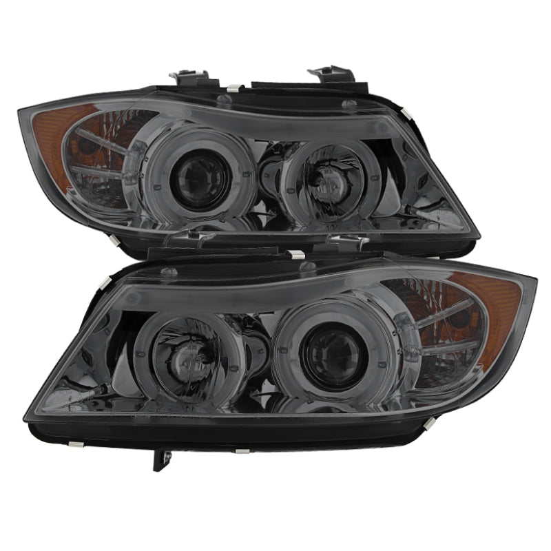 SPYDER 5009029 Spyder BMW E90 3-Series 06-08 (4 dr) Proj LED Halo Amber Reflctr Rplc Bulb Smke PRO-YD-BMWE9005-AM-S