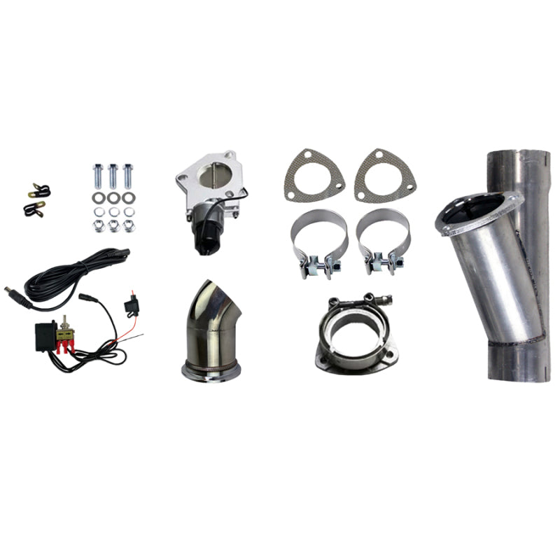 Granatelli Motor Sports 303525 Granatelli 2.5in Aluminized Mild Steel Electronic Exhaust Cutout System w/Slip Fit & Band Clamps