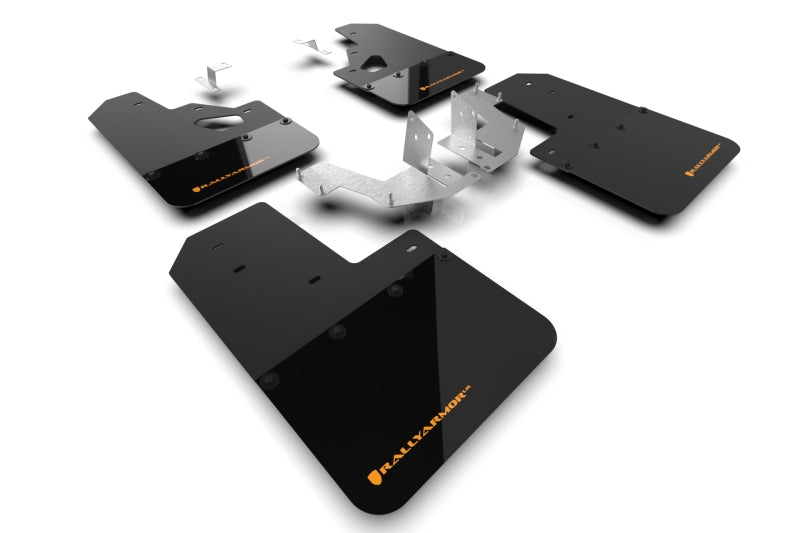 Rally Armor MF85-RR-PL-COR 21-22 Ford Bronco (Plstc Bmpr + RR - NO Rptr/Sprt) Blk Mud Flap w/Cy Orange Logo