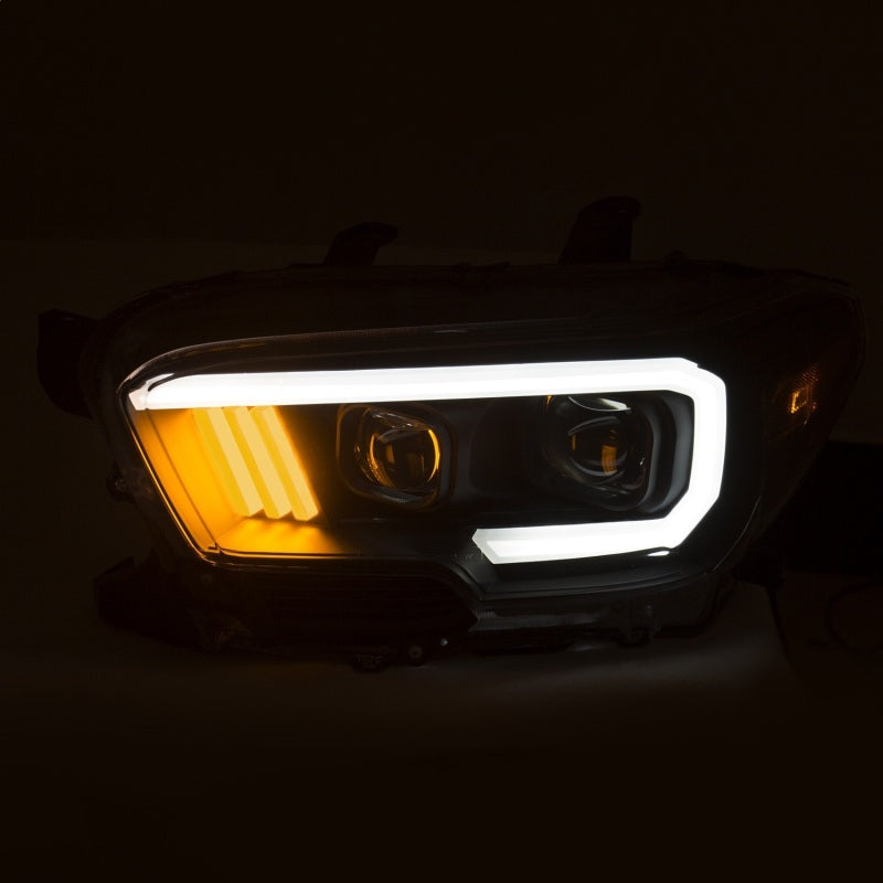 ANZO 111379 2016-2017 Toyota Tacoma Projector Headlights w/ Plank Style Design Black/Amber w/ DRL