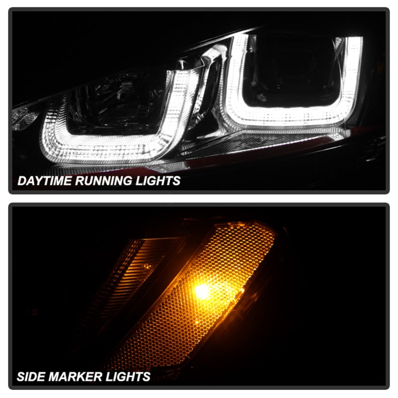 SPYDER 5080592 Spyder Volkswagen Golf VII 14-16 Projector Headlights DRL LED Red Stripe Blk PRO-YD-VG15-RED-DRL-BK