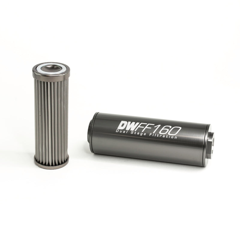 DeatschWerks 8-03-160-010K Stainless Steel 10AN 10 Micron Universal Inline Fuel Filter Housing Kit (160mm)