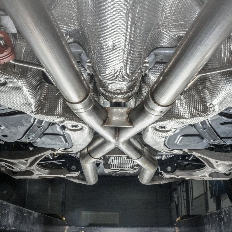 Stainless Works JEEP1862CB-S 2018 Jeep TrackHawk 6.2L 3in Catback System X-Pipe Turbo S-Tube Muffler Stock Exit