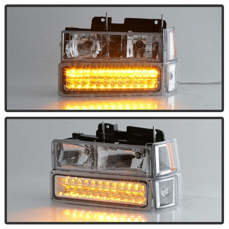 SPYDER 5069559 Xtune 92-94 Blazer Full Size Corner/LED Bumper Headlights Chrome HD-JH-CCK88-LED-AM-C-SET