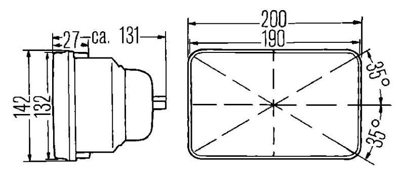 Hella Vision Hlmp Kit 190X132Mm H4 12V Ece (Legal in US for MOTORCYLCES ONLY)