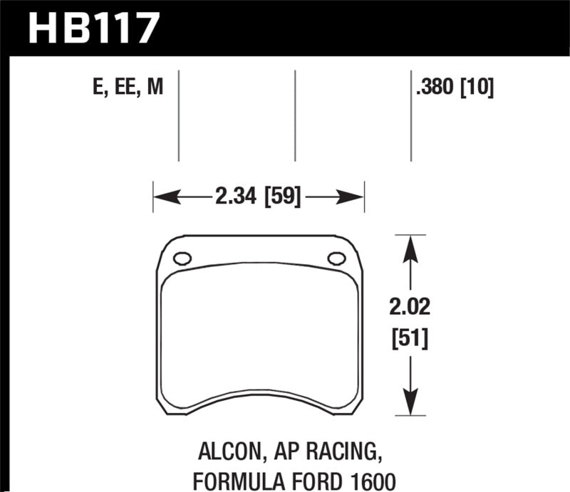 Hawk Performance HB117E.380 Hawk AP Racing CP3696 Blue 9012 Race Brake Pads