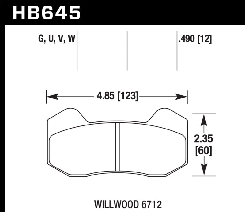Hawk Performance HB645U.490 Hawk Wilwood DynaPro 6 (Type 6712) DTC-70 Brake Pads