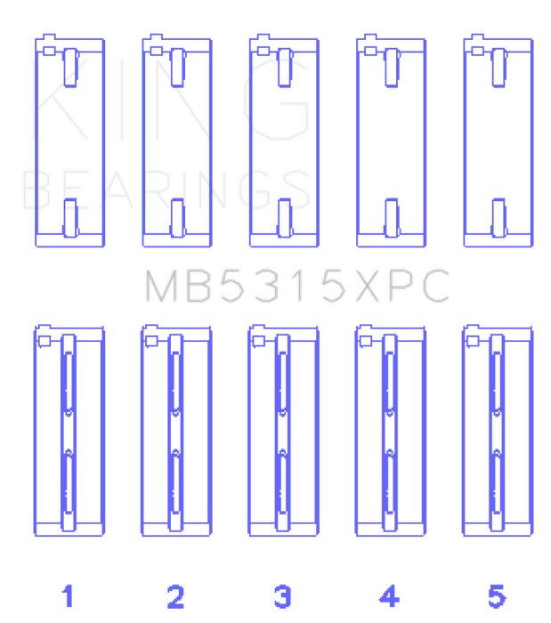 King Engine Bearings MB5315XPC.026 King 1992+ Mitsubishi 4G63/4G64 EVO I-IV (Size .026) Coated Performance Main Bearing Set