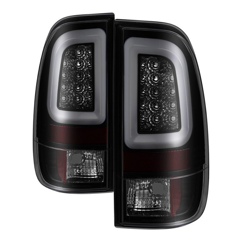 SPYDER 5084248 Spyder 97-03 Ford F150 Stylsd. F250 V3 Lght Bar LED Tail Lights - Blk Smk ALT-YD-FF15097V3-LBLED-BSM