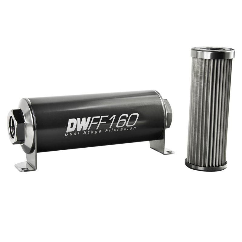 DeatschWerks 8-03-160-010K Stainless Steel 10AN 10 Micron Universal Inline Fuel Filter Housing Kit (160mm)