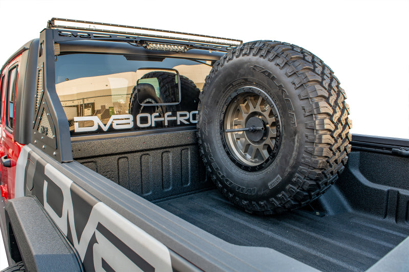 DV8 Offroad TCGL-02 2019+ Jeep Gladiator Universal Stand Up In-Bed Tire Carrier